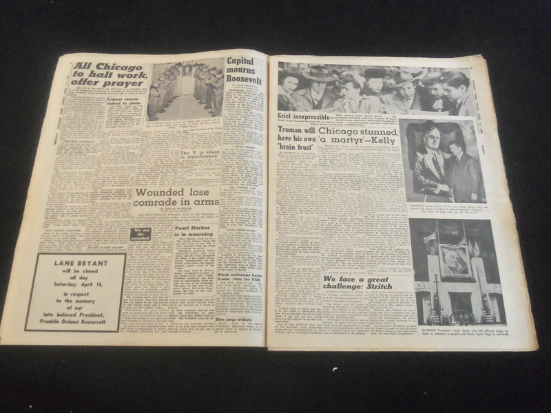 1945 APRIL 13 CHICAGO DAILY TIMES NEWSPAPER - TRUMAN CALLS WAR COUNCIL - NP 5795