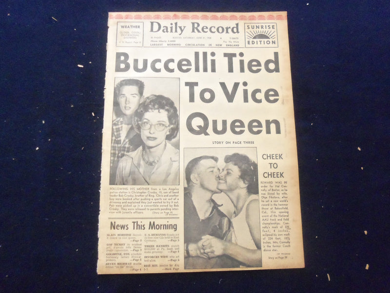 1958 JUNE 21 BOSTON RECORD AMERICAN NEWSPAPER- JIMMY FOXX HEART ATTACK - NP 6265