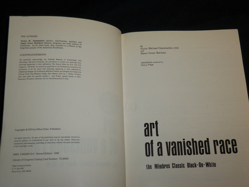 1990 ART OF A VANISHED RACE SOFTCOVER BOOK BY GIAMMATTEI & REICHERT - R 703U