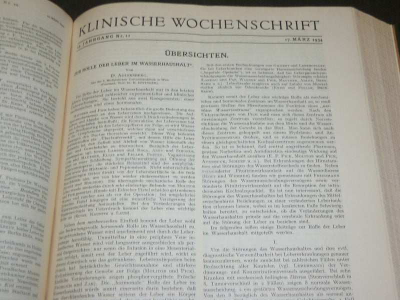 1927-1935 KLINISCHE WOCHENSCHRIFT GERMAN VOLUME LOT OF 5 - R 7