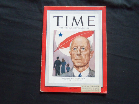 1946 NOVEMBER 4 TIME MAGAZINE - BOSTON'S CHARLES FRANCIS ADAMS - T 1045
