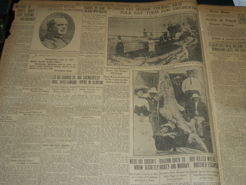 1907 SEPTEMBER 1 THE BOSTON HERALD - POPE'S MESSAGE SENT TO ARCHBISHOP - BH 231