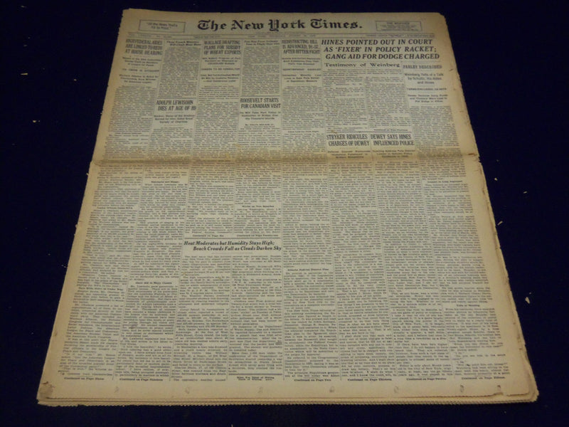 1938 AUG 18 NEW YORK TIMES - HINES POINTED OUT IN COURT AS FIXER - NT 2475