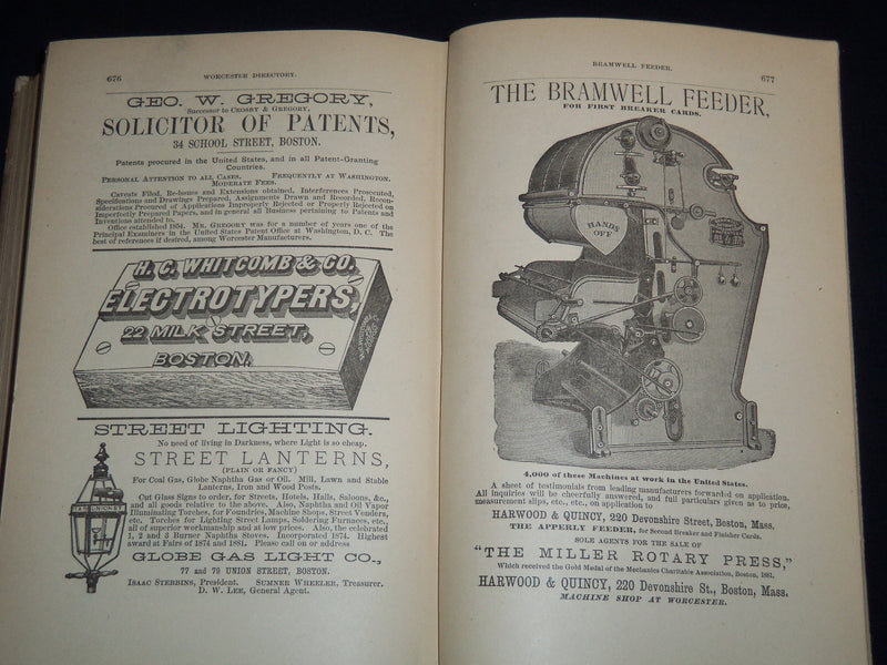 1883 WORCESTER DIRECTORY OF CITIZENS & BUSINESS NO. 40 - FOLD-OUT MAP - KD 4502K