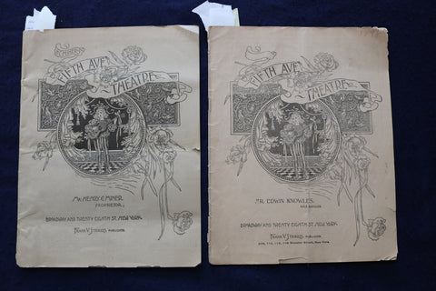 1896-1898 FIFTH AVE THEATRE PROGRAMS - LOT OF 2 - K 1675