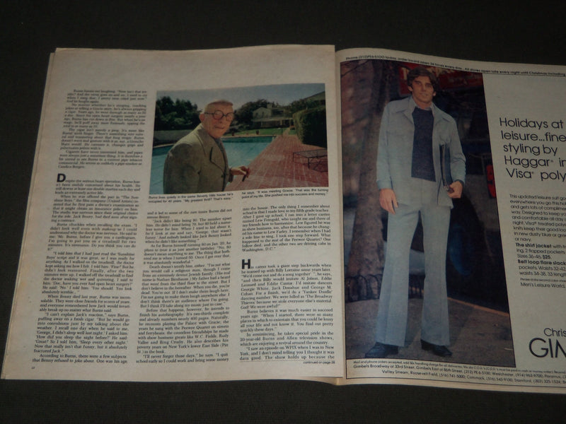 1975 DECEMBER 14 NEW YORK NEWS MAGAZINE - GEORGE BURNS COVER - J 2852