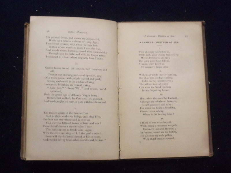 1873 LATER LAYS AND LYRICS HARDCOVER BOOK BY W.H.C. HOSMER- KD 8450