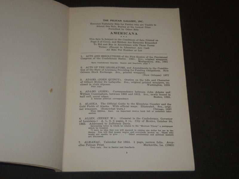 1935 RARE AMERICANA PELICAN GALLERY AUCTION CATALOGS LOT OF 4 - KD 2099V