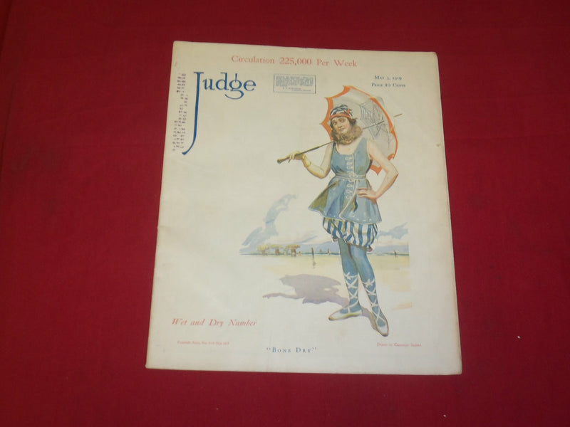 1919 MAY 3 JUDGE MAGAZINE - BONE DRY - ILLUSTRATIONS, STORIES & ADS - B 6080