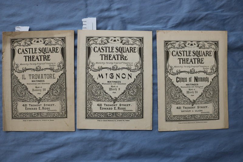 1896 CASTLE SQUARE THEATRE PROGRAM MAGAZINE - LOT OF 13 - BOSTON - K 2729