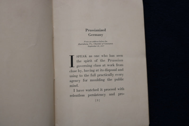 1917 PRUSSIANIZED GERMANY SOFTCOVER BOOK BY OTTO H. KAHN - K 1595