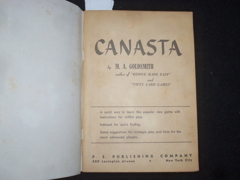 1949 OFFICIAL CANASTA STRATEGY & EXPERT PLAY MAGAZINE BY M.A. GOLDSMITH - J 9957