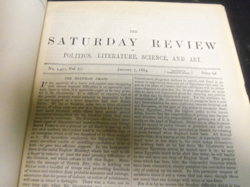 1884 SATURDAY REVIEW 2 BOUND VOLUMES - COMPLETE YR- PUBLISHED IN LONDON - R 1100