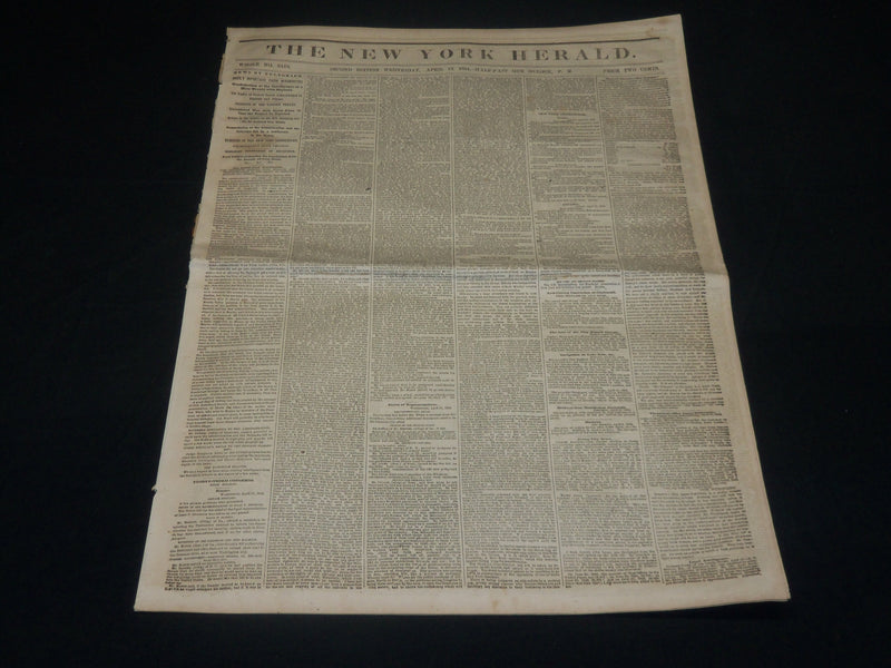 1854 APRIL 12 NEW YORK HERALD NEWSPAPER - THE TEMPEST - LEGISLATURE - NP 4891
