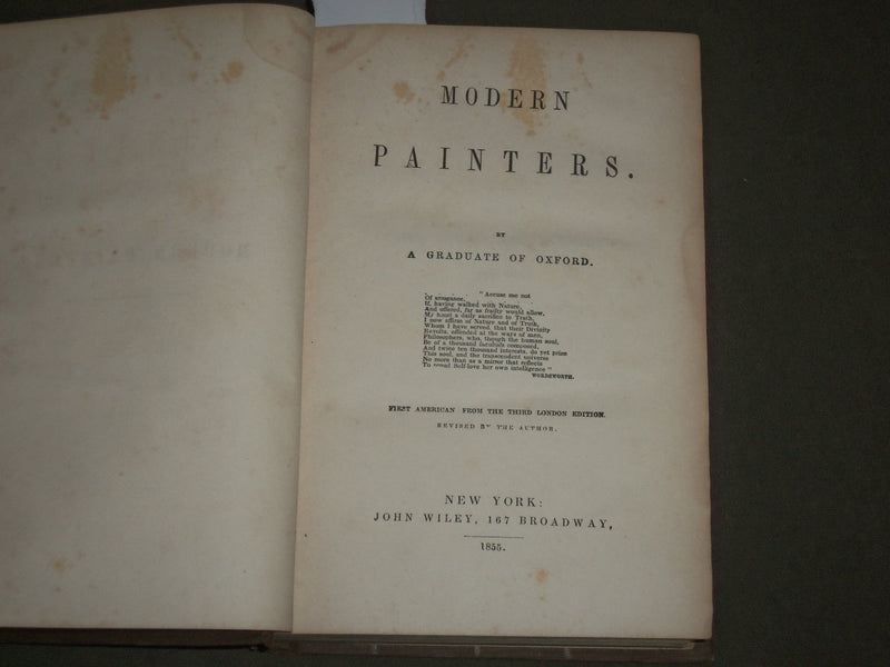 1855 MODERN PAINTERS BY A GRADUATE OF OXFORD VOLUME NO. 1 - NEW YORK - KD 4548