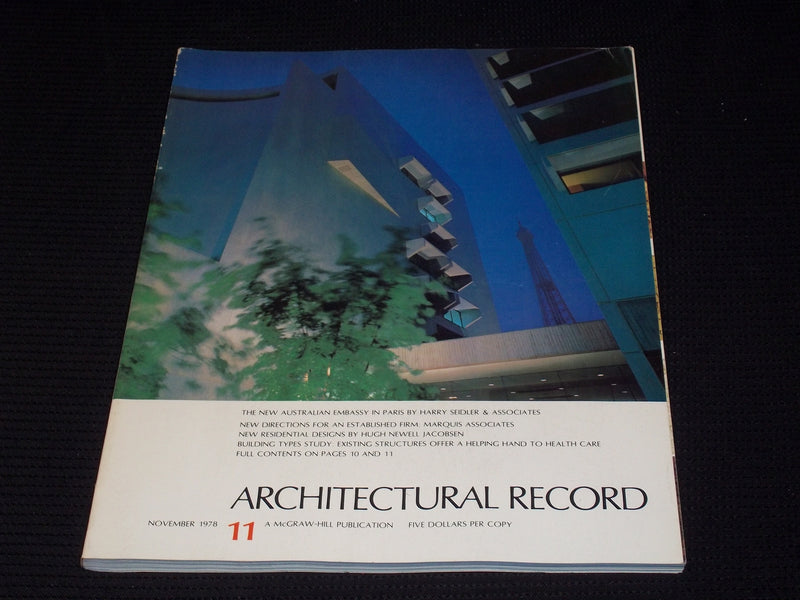 1978 NOVEMBER ARCHITECTURAL RECORD MAGAZINE - AUSTRALIAN EMBASSY PARIS - E 4176
