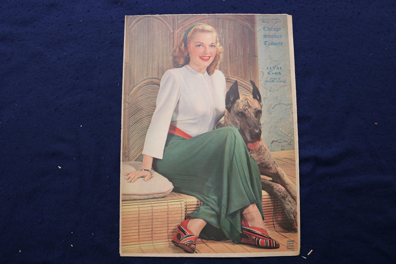 1944 MARCH 26 CHICAGO TRIBUNE MAGAZINE - ELYSE KNOX COVER - E 22807