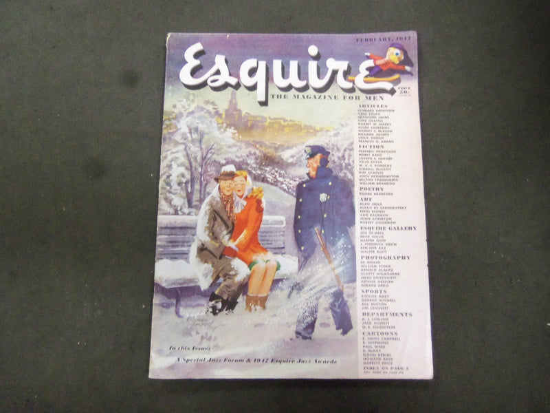 1947 FEBRUARY ESQUIRE MAGAZINE - NICE ILLUSTRATIONS, COVER AND ADS - ST 2730