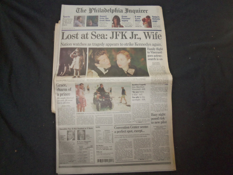 1999 JULY 18 PHILADELPHIA INQUIRER - LOST AT SEA: JFK JR. AND WIFE - NP 7459