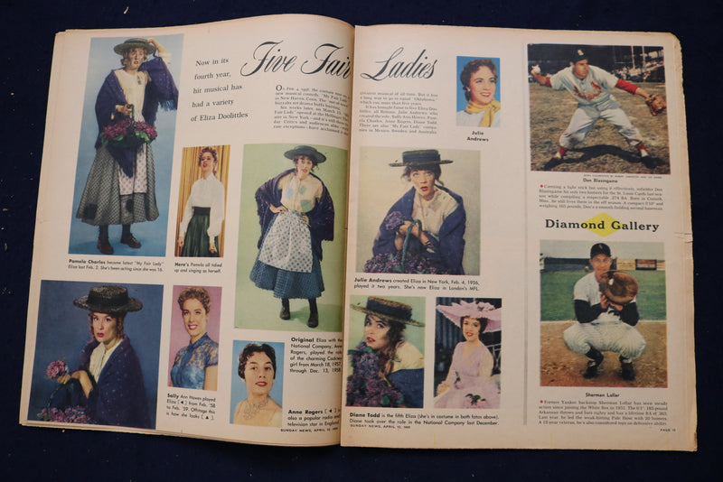1959 APRIL 12 SUNDAY NEWS COLOROTO MAGAZINE - LOUIS JOURDAN - BASEBALL - E 23185