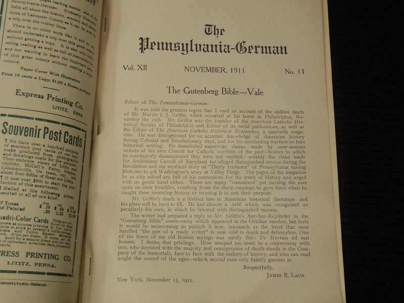 1911 THE PENNSYLVANIA GERMAN MAGAZINE LOT OF 12 - COMPLETE YEAR - O 2825D