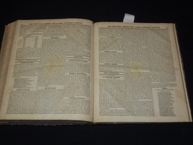 1823-1824 NEW YORK MIRROR AND LADIES GAZETTE BOUND VOLUME NO. 1 - R 89F
