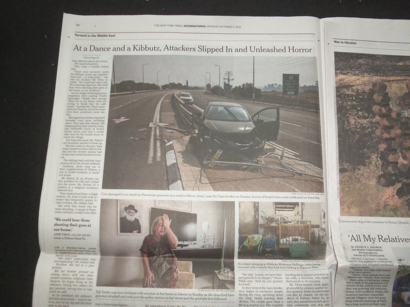 2023 OCTOBER 9 NEW YORK TIMES - CUAGHT OFF GUARD, ISRAEL FIGHTS BACK