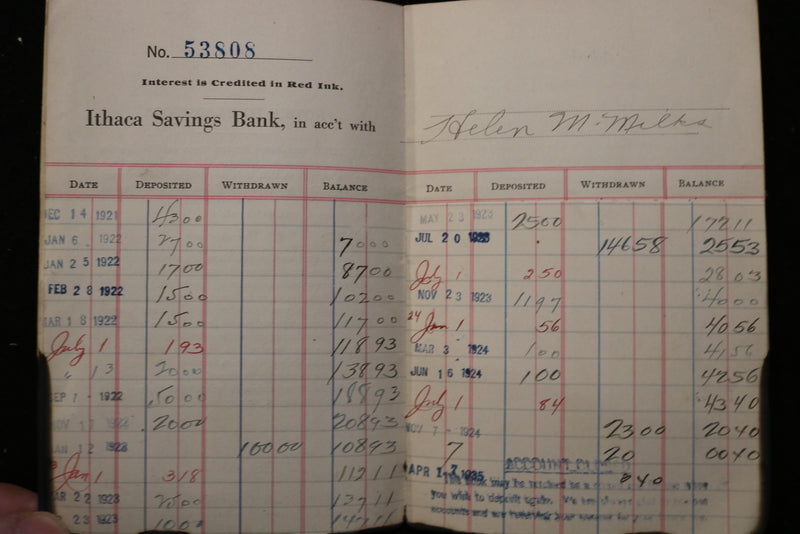 1920'S ITHACA SAVINGS BANK BOOK - ITHACA, NEW YORK - K 2205