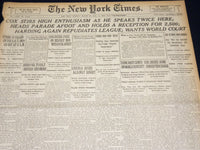 1920 AUGUST 29 NEW YORK TIMES - COX STIRS ENTHUSIASM SPEAKS TWICE - NT 8564