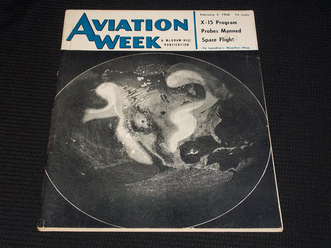 1958 FEBRUARY 3 AVIATION WEEK MAGAZINE - TV SATELLITE WEATHER MAP COVER - E 7023