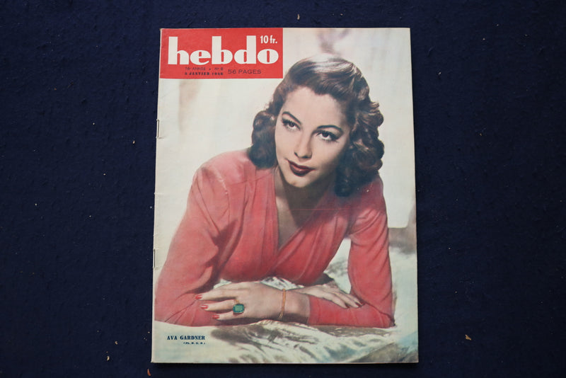 1946 JANUARY 5 HEBDO MAGAZINE - AVA GARDNER - FRENCH COVER - E 23669