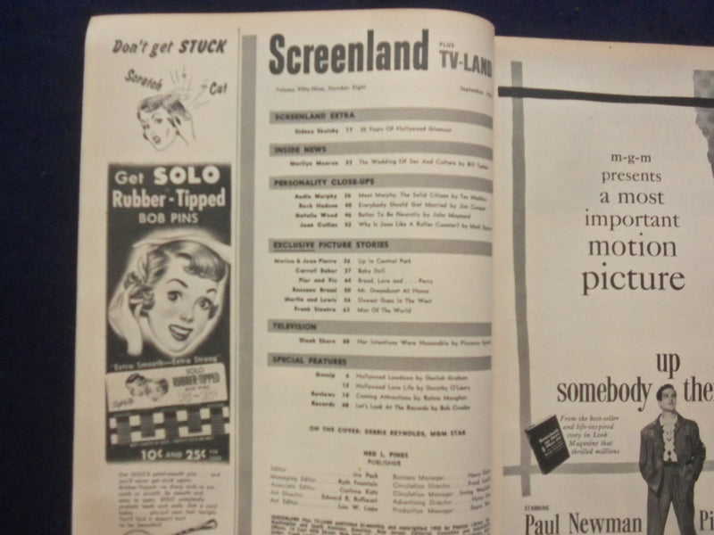 1956 SEPTEMBER SCREELAND PLUS TV-LAND MAGAZINE - DEBBIE REYNOLDS COVER- SP 4780Y