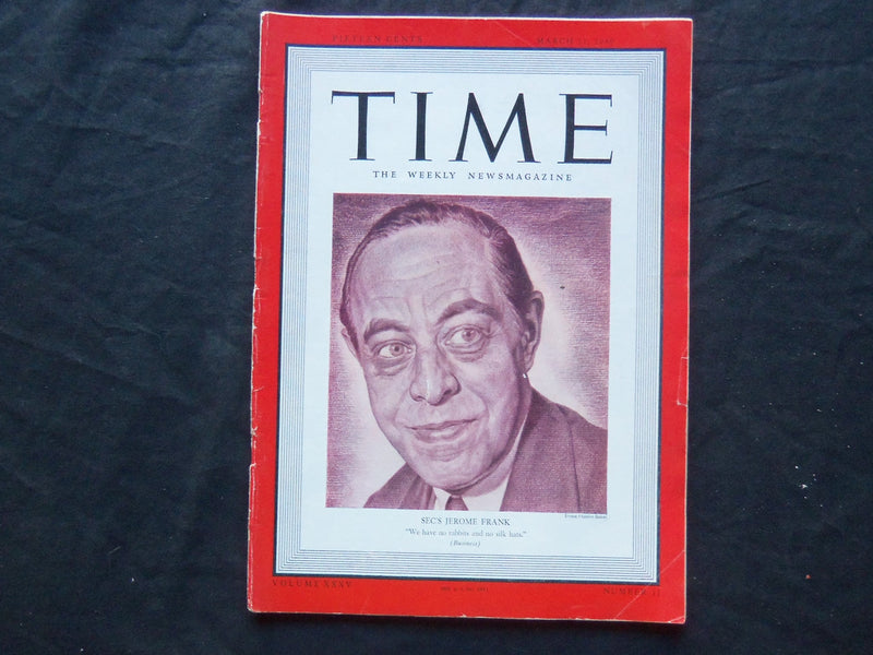1940 MARCH 11 TIME MAGAZINE - JEROME FRANK - T 703