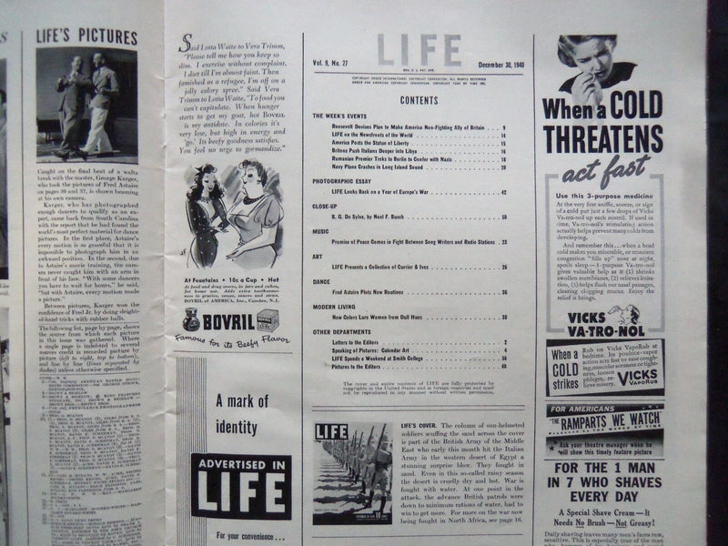 1940 DECEMBER 30 LIFE MAGAZINE - BRITAIN'S DESERT FIGHTERS - L 215
