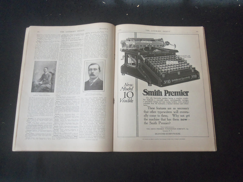 1909 NOVEMBER 6 LITERARY DIGEST MAGAZINE- ILLUSTRATED COVER & ARTICLES - SP 961D