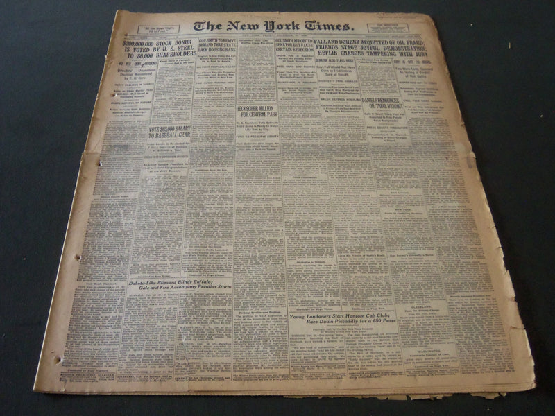 1926 DEC 17 NEW YORK TIMES - FALL & DOHENY ACQUITTED LANDIS RE-HIRED - NT 6541