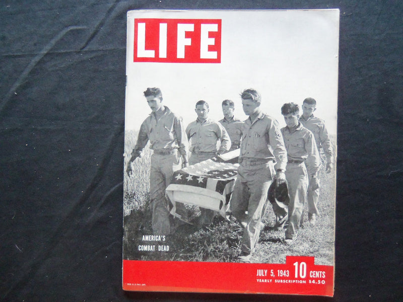 1943 JULY 5 LIFE MAGAZINE - AMERICA'S COMBAT DEAD - L 346