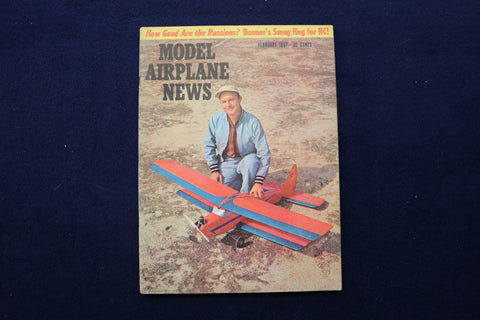 1957 FEB MODEL AIRPLANE NEWS MAGAZINE - BIPLANE BY RAY DOWNS COVER - E 11525