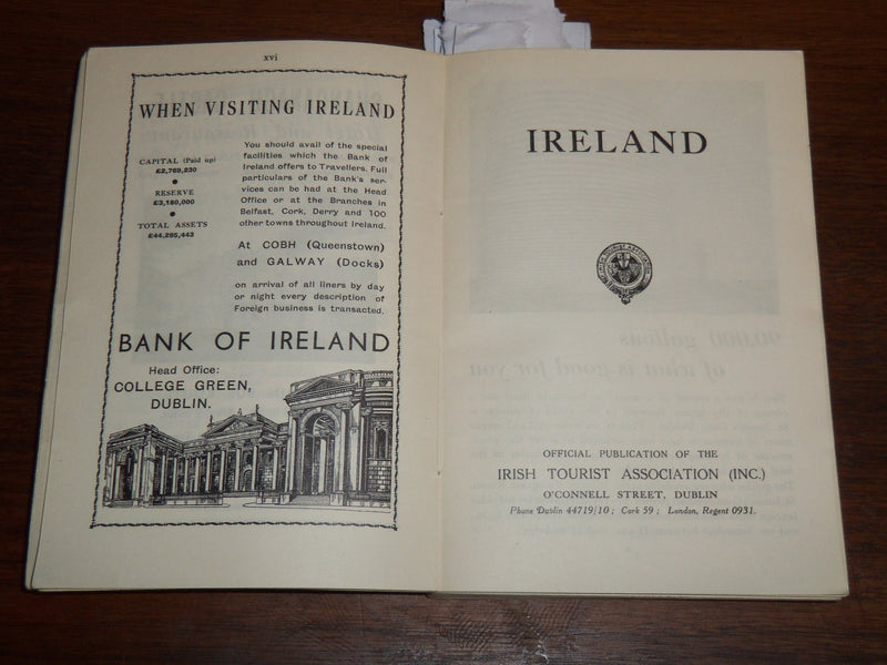 1920'S IRELAND OFFICIAL TOURIST GUIDE - SOFTCOVER - GREAT PHOTOS - K 1277