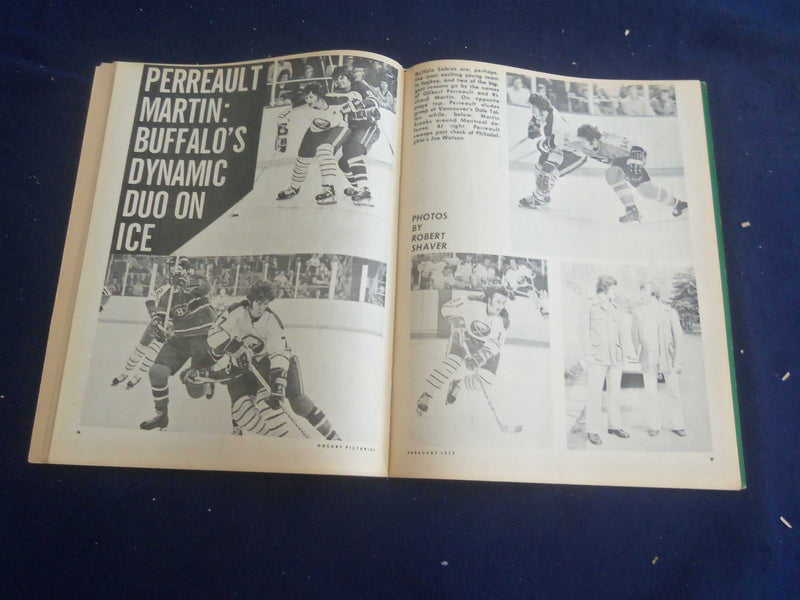 1973 FEBRUARY HOCKEY PICTORIAL MAGAZINE -R. MARTIN & G. PERREAULT COVER -ST 200Z