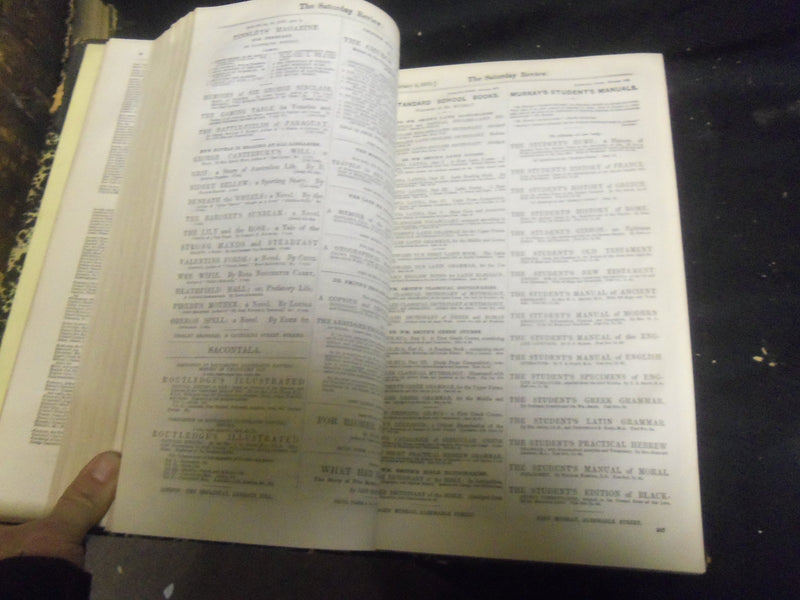 1870 SATURDAY REVIEW 2 BOUND VOLUMES - COMPLETE YR- PUBLISHED IN LONDON - R 1072