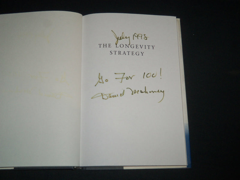 1998 THE LONGEVITY STRATEGY BOOK SIGNED -DAVID MAHONEY & RICHARD RESTAK- KD 5537