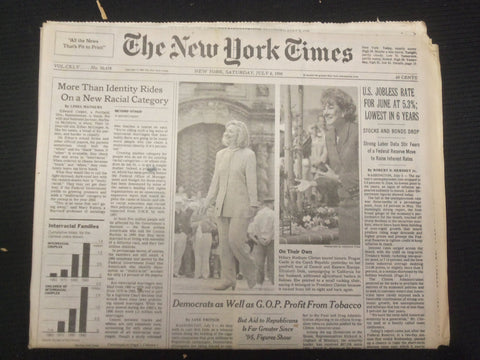1996 JULY 6 NEW YORK TIMES NEWSPAPER - JOBLESS RATE LOWEST IN 6 YEARS - NP 7034