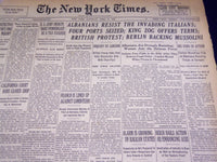 1939 APRIL 8 NEW YORK TIMES - ALBANIANS RESIST ITALIANS - NT 3074