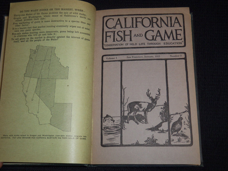 1914-1929 CALIFORNIA FISH AND GAME MAGAZINE BOUND VOLUME LOT OF 14 - KD 1A