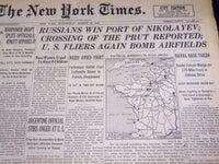 1944 MARCH 29 NEW YORK TIMES - RUSSIANS WIN PORT OF NIKOLAYEN - NT 806