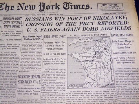 1944 MARCH 29 NEW YORK TIMES - RUSSIANS WIN PORT OF NIKOLAYEN - NT 806