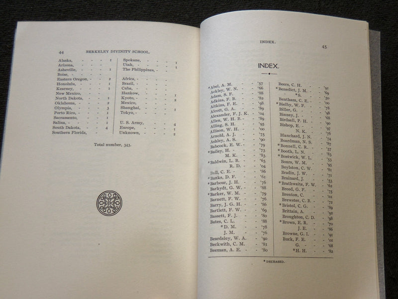 1909 BERKELEY DIVINITY SCHOOL CATALOGUE - MIDDLETOWN, CONNECTICUT - J 6192