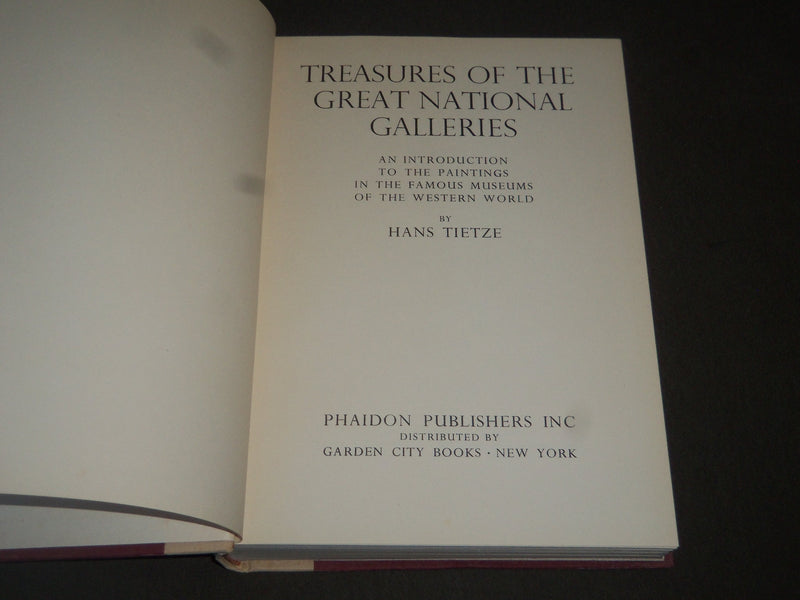 1954 TREASURES OF THE GREAT NATIONAL GALLERIES BOOK BY HANS TIETZE - KD 3937