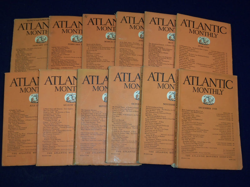 1930 THE ATLANTIC MONTHLY MAGAZINE LOT OF 12 COMPLETE YEAR - GREAT ADS - WR 531